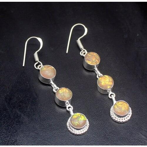 Gemstonefactory Big Promotion 925 Silver Fantasy Jewelry Dichroic Glass Women Ladies Gifts Dangle Drop Earrings 20212385