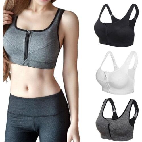Women Sports Bras With Zip Elasticated Quick-dry Yoga Vest Fitness Push Up Training Jogging Girl Sport Underwears 2021 Hot Sale