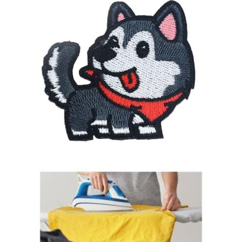 1PC Cartoon Puppy Embroidered Cloth Stickers Corgi / dachshund / husky Patch for Iron-On Patches On Clothes