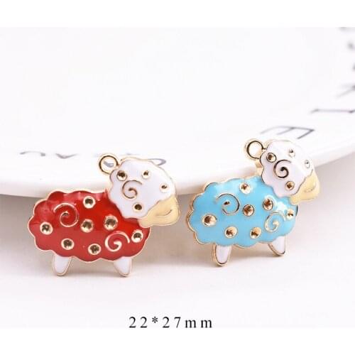 10pcs/Lot Sheep 22*27mm Diy Handmade Oil Enamel Charms Design for Jewelry Making Earring Bracelet or Necklace