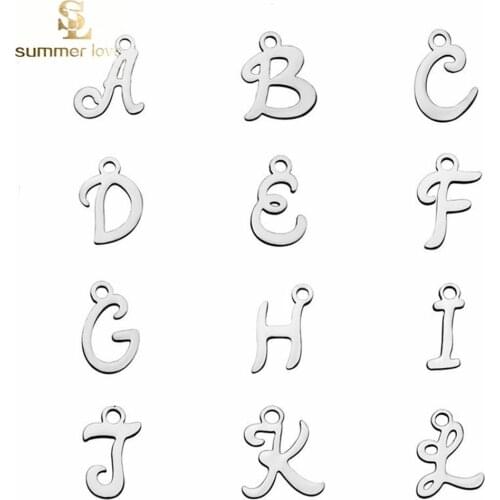 10pcs/lot Stainless Steel Initial Letter Charms Mini Charms Lot for Necklace Bracelet Pendant DIY Making Jewelry Accesspries