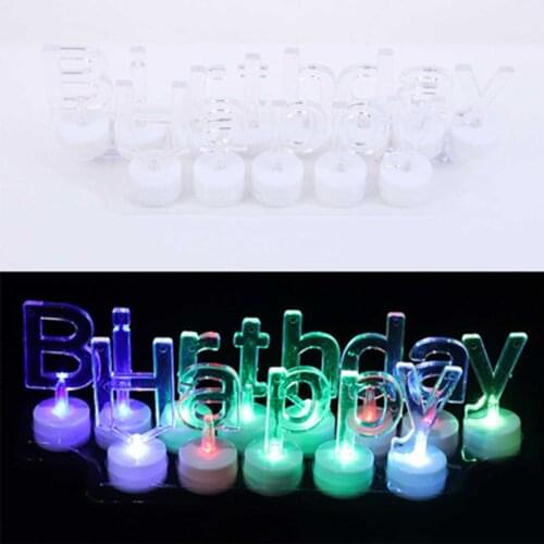 13pcs/set Creative Led English Candle Set Colorful Glowing Happy Birthday Candle Light Birthday Cake Decor Surprise For Children