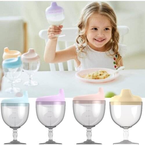 150ML Plastic Wine Glass Baby Goblet Cup Ba Water Milk Bottle with Lid Duckbill Mouth Shape For Feeding Baby Training