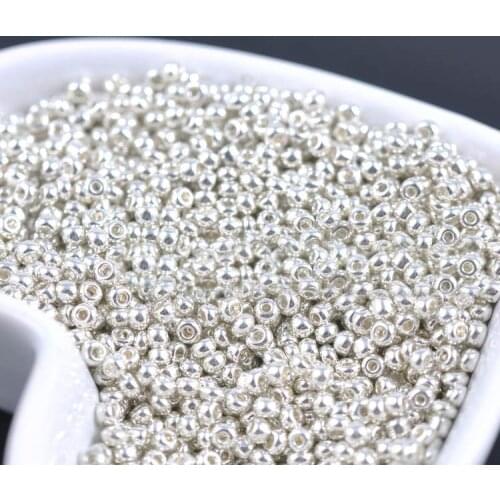 16g 1000pcs 2mm 12/0 Silver Tone Color Round Opaque Loose Spacer Beads Cezch Glass Seed Bead Handmade Jewelry DIY Garment Beads