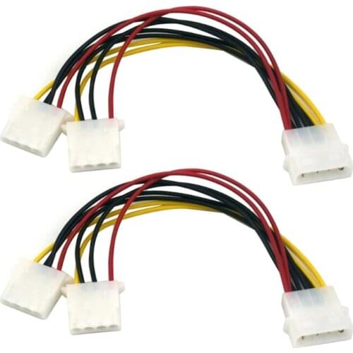 20cm/7.87in 2 Way 4 pin PSU Power Splitter Cable LP4 Molex 1 to 2 Dual Female