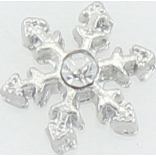 20pcs/lot Snowflake with crystal Floating Charms Fit Living Glass Floating Lockets Bracelet DIY Charms Jewelry Accessory