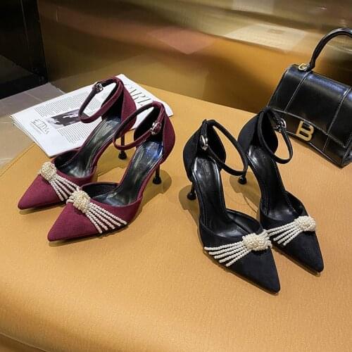 2021 Pearl Bow High Heels Fashion plus Size Heels Women Women Sandals