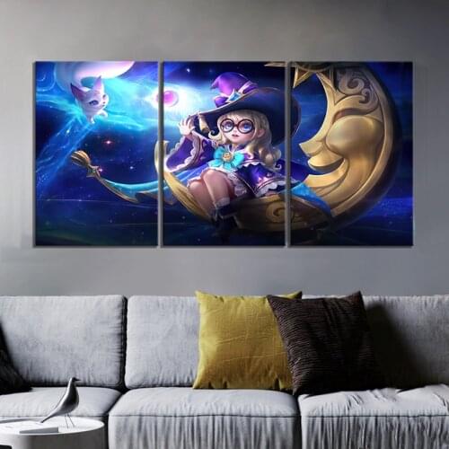 3pcs Change Lunar Magic Skin Mobile Legends Game Poster Canvas Wall Art Paintings for Wall Decor