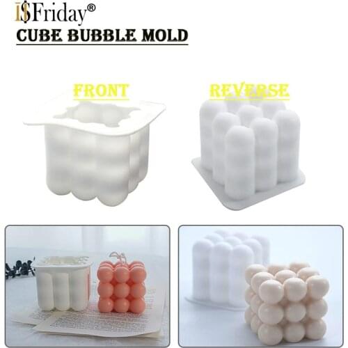 3D Rubiks Cube Bubble Mold Nonstick Mousse Cake Baking Mold Magic Cube Candle Mold Wax Silicone Mold DIY Handmade Soap Mold