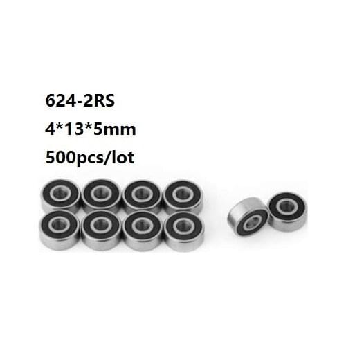 500pcs/lot 4x13x5mm 624RS 624-2RS 624 RS 2RS Miniature mini ball bearings 4*13*5mm Deep Groove Ball bearing