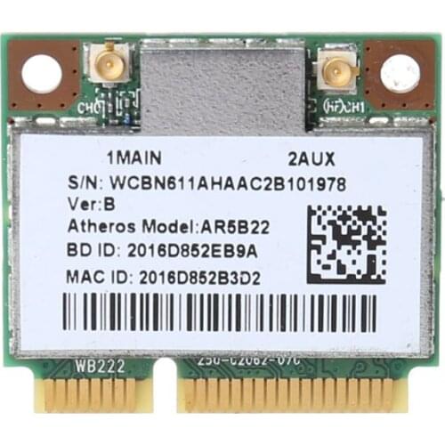 AR9462 AR5B22 WB222 Half Mini PCIe 300Mbps Bluetooth4.0-compatible WLAN Wifi Wireless Card Adapter for PC Computer Laptop