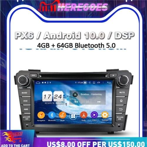 PX6 IPS DSP Android 10.0 4GB + 64GB ROM Car DVD Player Wifi Bluetooth 5.0 RDS RADIO GPS Map For Hyundai i40 2011 2012 2013 2014