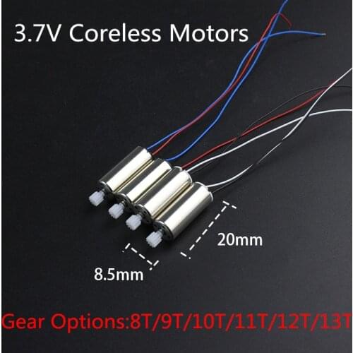 Free Shipping 3.7V High Speed Coreless Motor Engine 8.5*20mm 8520 CW CCW R/C Quadcopter Helicopter Spare Parts 8/9/10/11/12/13t