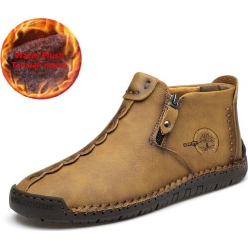 Fashion Men Ankle Boots Waterproof Sneakers Outdoor Casual Shoes Handmade Mens High Top Flats Big Size 38-48 Autumn Winter Shoes