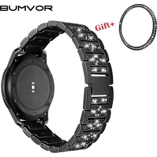 Diamond bezel + Stainless steel strap for Samsung Galaxy Watch strap Bling watch 46mm 42mm active watch replacement bracelet