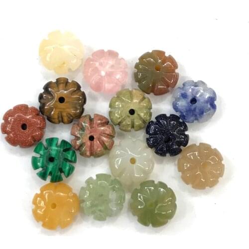 Flower Cut Natural Stone Beads Yellow Jades Unakites Loose Stone Bead for Bracelet Necklace Jewelry Making DIY Size 10x10mm