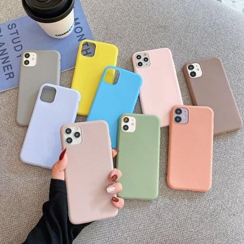 For iPhone 12 Silicone Solid Color Phone Case For Apple iPhone 12 Pro Soft Cover Candy Color 12 Mini 12Pro Max Protective Cases