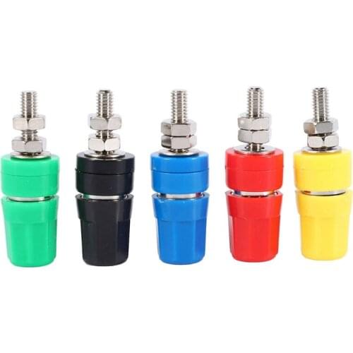 FULL-5Pcs M4X36 Pure Copper Terminal 4Mm Banana Jack Socket 20A Binding Post Banana Plug Connector