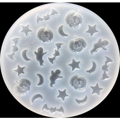 UV Resin Liquid Silicone Mold Resin Mold All Saints' Day Bat Pumpkin Ghost Moon Pentagram For DIY Making Jewelry Accessories