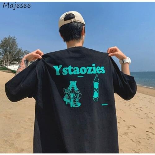 Short Sleeve T-shirts Men Loose Plus Size M-5XL Printed Chic Tee Tops Male High Street Streetwear Hip Hop European Style Couple