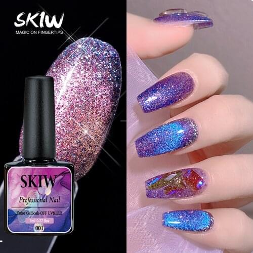 SKIW Dreamy Quicksand Cats Eye Glue Nail Glue Gel Nail Polish Glitter Art Reflective Diamond Dust Glitter For Uv Lamp Nail Art