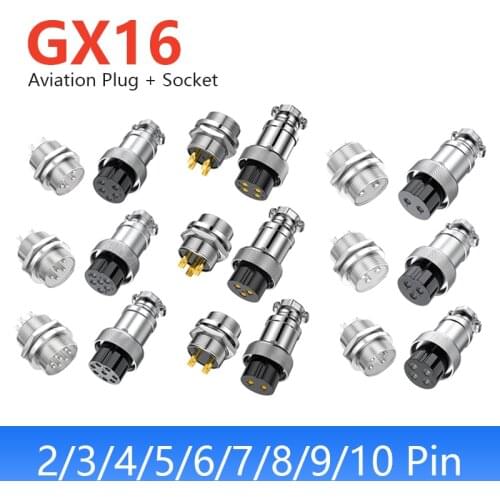 GX16 2Pin Aviation Connector Industrial Gold-plated Male Female Industrial Aviation Conector 3 4 5 6 7 8 Pin Butt Plug Socket
