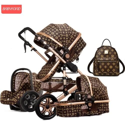Newborn Baby Stroller 3 in 1 High Landscape Carriages Luxury Travel Pram Quality Bebe Basket Whit Car Seat Hot Sale EU No Tax