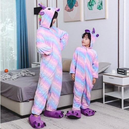 Animal Unicorn Onesies Adult Teenager Cartoon Totoro Oneise Women Pajamas Flannel Warm Soft Overall Onepiece Night Home Jumpsuit