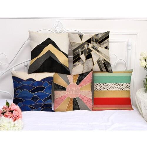 Colorful Geometric Pattern Cotton Linen Throw Pillow Cushion Cover Car Home Sofa Decorative Pillowcase Accessories 2020 New