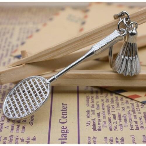 Creative Zinc Alloy, Mini Badminton Two-piece Set key chain pendant, exquisite handicraft small pendant