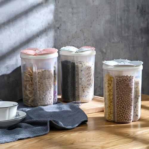 Kitchen Dried Grain Food Storage Bottle Jar Moistureproof and insect proof Plastic Lid Cover Clear Container Storage Box