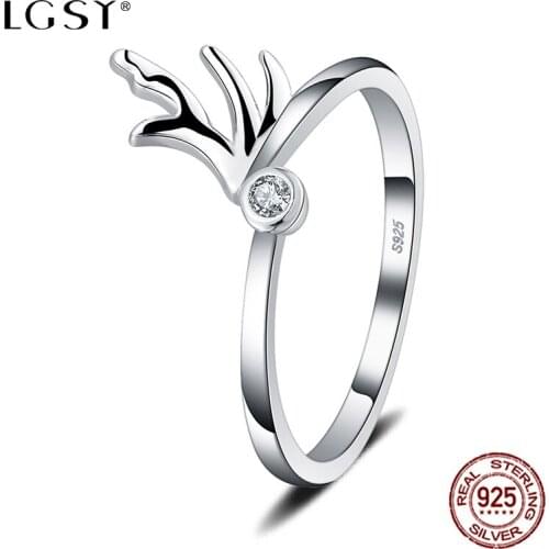 LGSY DR1165 925 Sterling Silver Rings Jewelry Crystal Ring Fine Jewelry Romantic Engagement Ring Fashion Jewelry Punk Round Ring