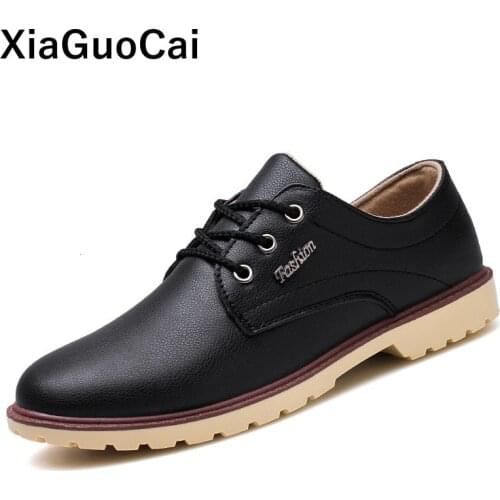 Man Leisure Leather Shoes Spring Autumn Male Flat Shoes Waterproof Breathable Lace Up Casual Shoes Men Low Top Footwear Hot Sale