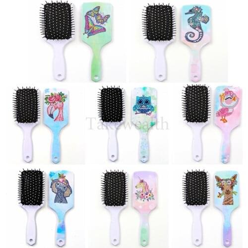 DIY Special Shaped Diamond Painting Massage Air Cushion Comb Diamond Painting Cartoon Animal Picture Of Rhinestone Comb Kit