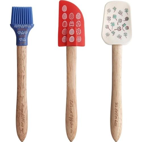 3Pcs Silicone Baking Utensil Set Nonstick Durable Cooking Utensils Silicone Cream Scraper Oil BBQ Basting Brush Baking Tools