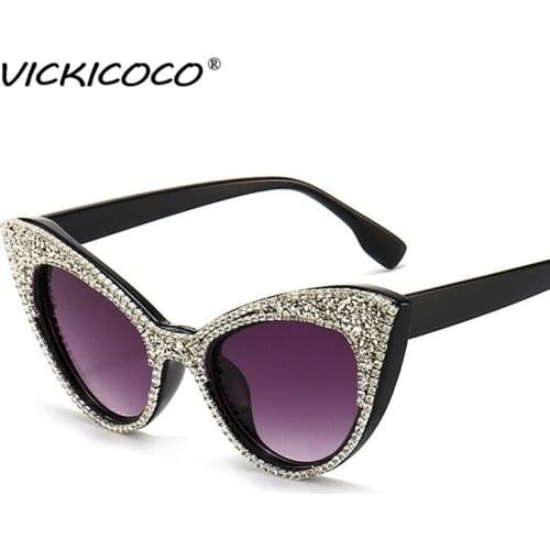 Oversized Diamond Cat Eye Sunglasses Women Rhinestone Sunglasses Men 2021 Luxury Brand Eyewear Retro Glasses Vintage UV400