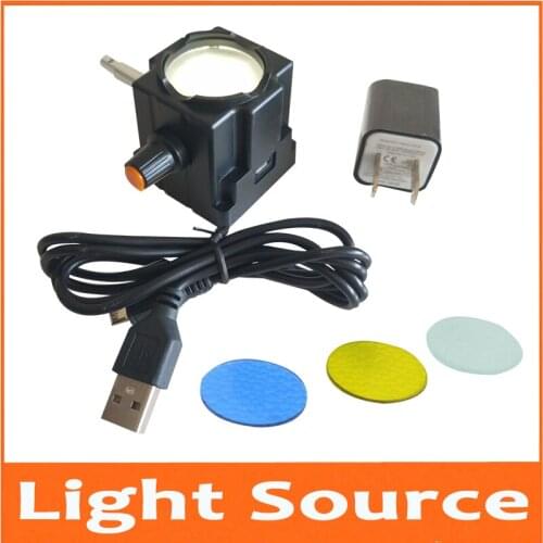 New White USB Rechargeable Biological Microscope Adjustable Light Source LED Lighting Bottom Light Lamp with Blue Yellow Filter