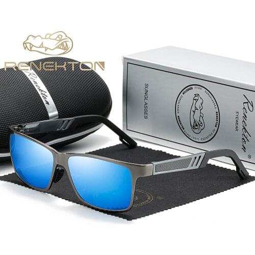 RENEKTON Men Polarized Sunglasses Aluminum Magnesium Sun Glasses Driving Glasses Rectangle Shades For Men Oculos masculino Male