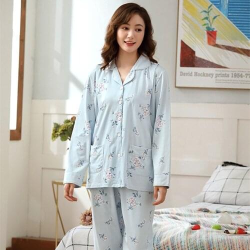 Fdfklak Maternity Autumn Pajamas Set Long Sleeve Cotton Nursing Sleep Shirts+Trousers Postpartum Women Breastfeeding Sleepwear