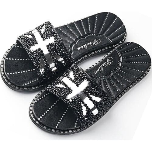 Women sandals trawl red slippers female summer outerwear rice-shaped word drag rhinestones simple casual non-slip women shoes