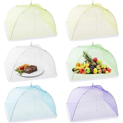 Mesh Screen Food Cover 6 Pack, Collapsible Colorful Umbrella Tent Keep Out Flies Bugs Mosquito Great Outdoor, Picnics