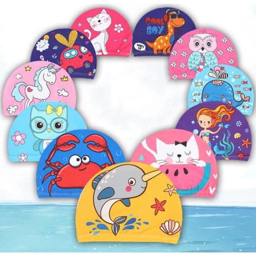 Swimming Cap PU Coating Cute Cartoon Pattern Children Comfortable Printing Waterproof Ear Protection Swim Equipment Accessories