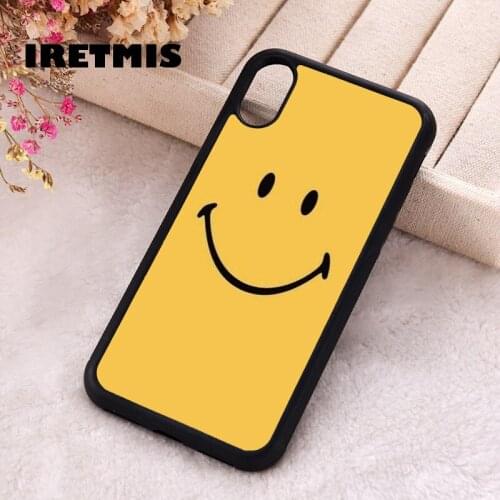 Iretmis 5 5S SE 2020 Phone Cover Cases for iPhone 6 6S 7 8 Plus X Xs Max XR 11 12 MINI Pro Rubber Silicone Yellow Smile