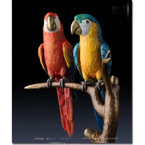 Unique, Top Refined Art 2019 Home Office Delicately Decorated 3D Vivid Parrot Art Bronze Statue Sculpture 32cm