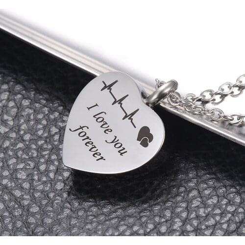 Heart Urn Necklace for Ashes I Love You Forever Cremation Jewelry Memorial Ashes Keepsake Pendant Electrocardiogram Jewelry