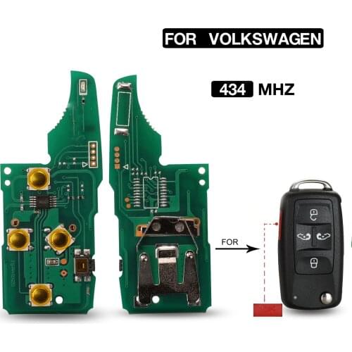 Kutery 4+1 Buttons 434Mhz Flip Folding Smart Remote Control Car Key Circuit Board For Volkswagen Sharan Multivan Caravelle
