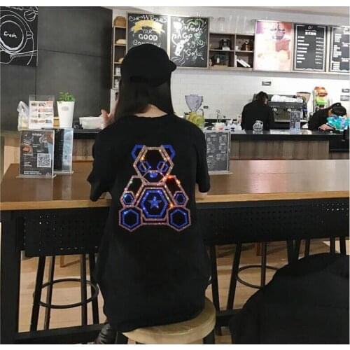 Women Diamond stone T-shirt Women Short Sleeve Summer girls Tops Clothes Tee Femme 2021 new