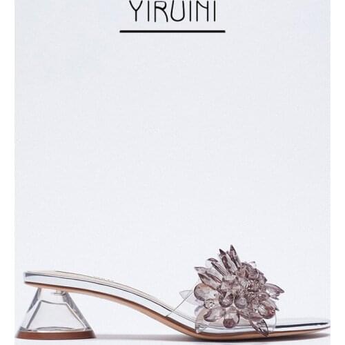 2021 Summer New ZA Womens Sandals Silver Beaded High Heel Sandals for Women