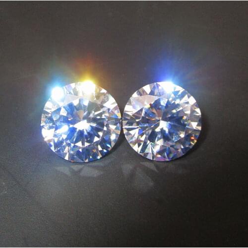 1pc Free Shipping Big Size 6.5mm to 12mm White Clear CrystalRound Cubic Zirconia Stone 5a+ Synthetic Lab Create Diamond