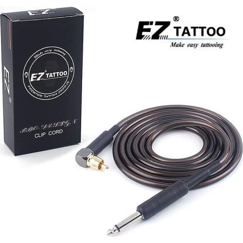 6FT Pro Design EZ Tattoo Clip Cord RCA connection Coffee Black for Cartridge Tattoo Machine Power Supply 1 pcs